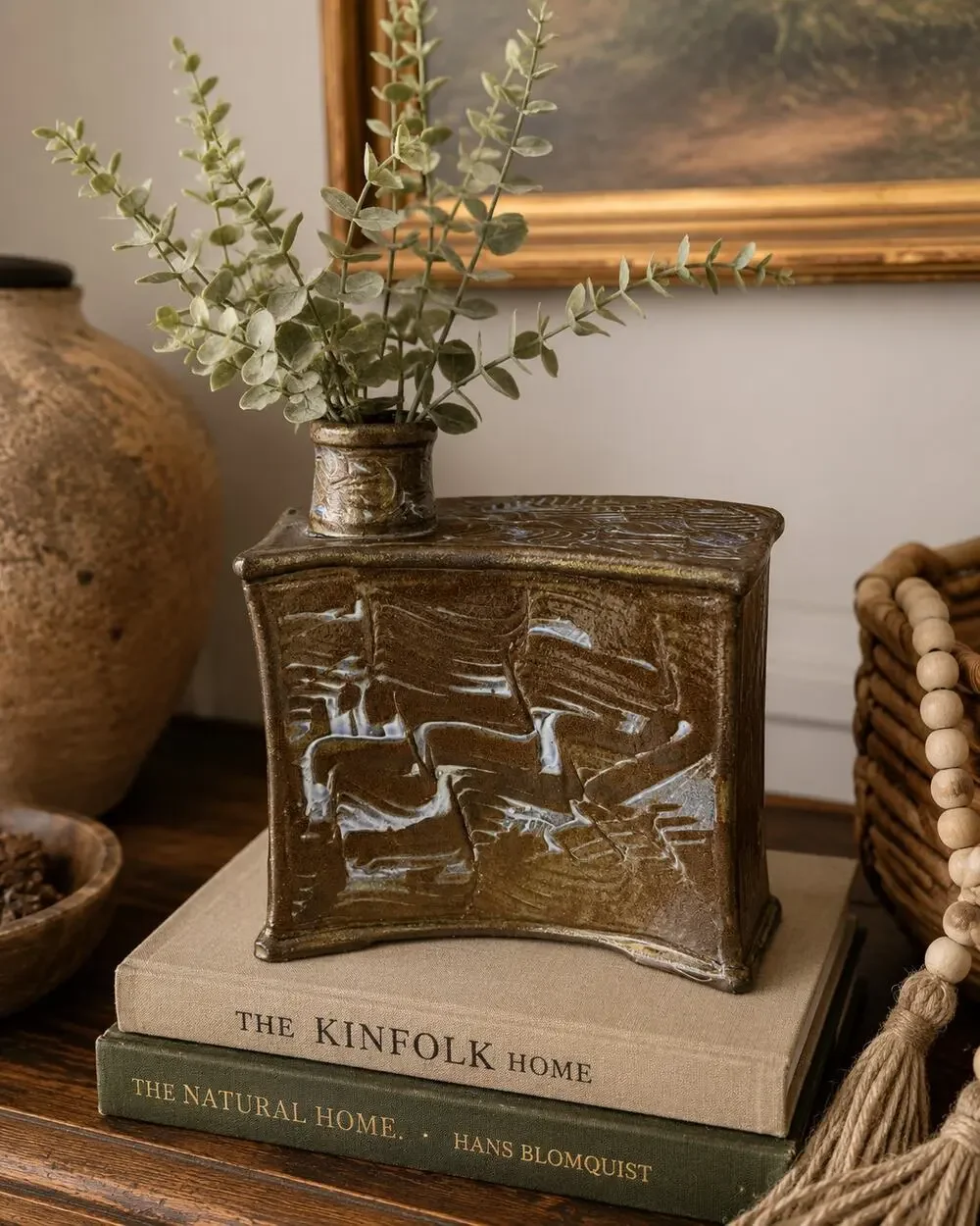 Unique Studio Art Pottery | Handcrafted Brown Glazed Ceramic Decorative Vase